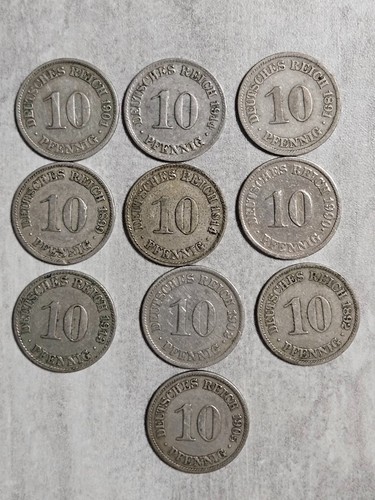 Konvolut 10x pfennig - 10x, 10